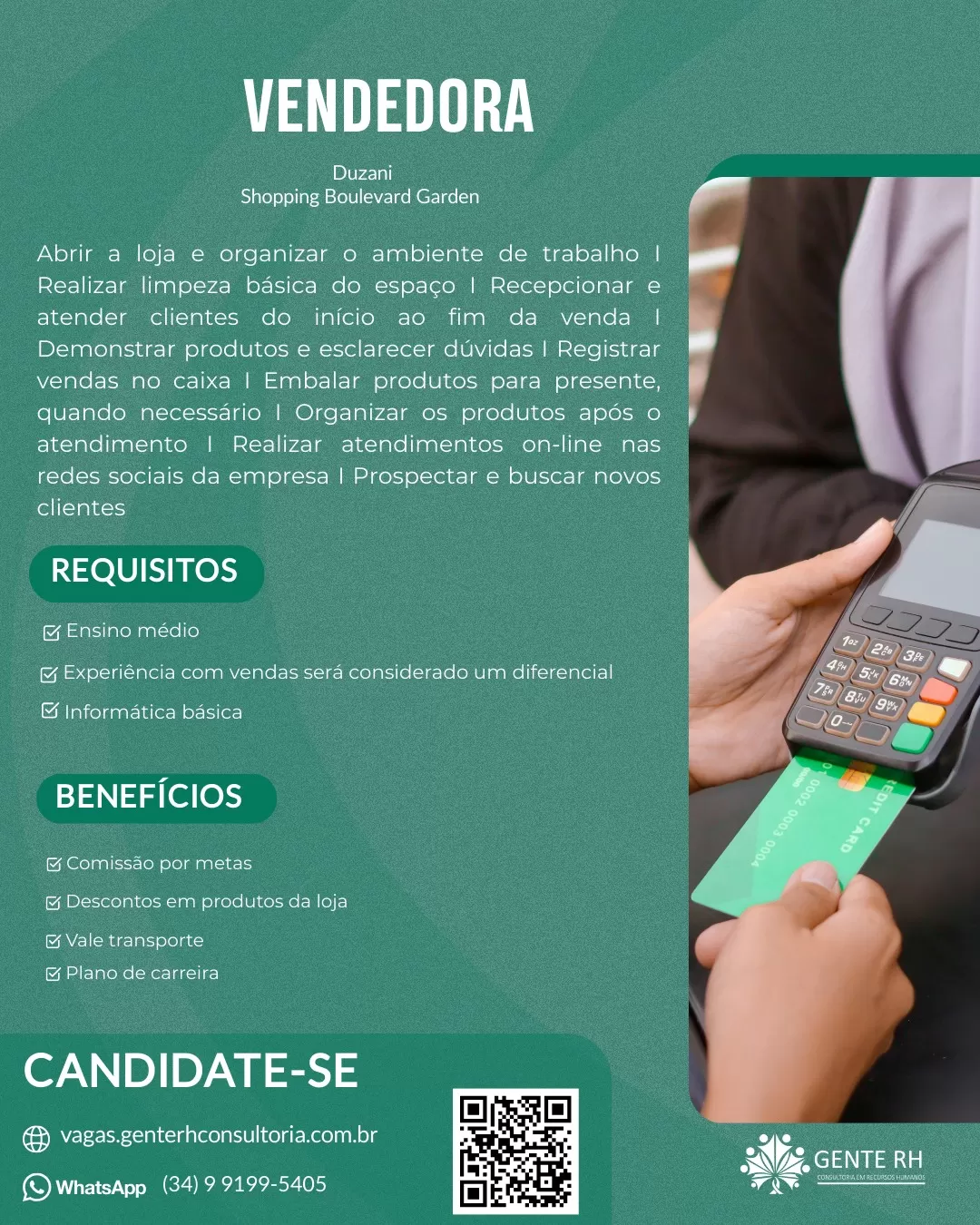 VENDEDORA / Duzani - Shopping Boulevard Garden